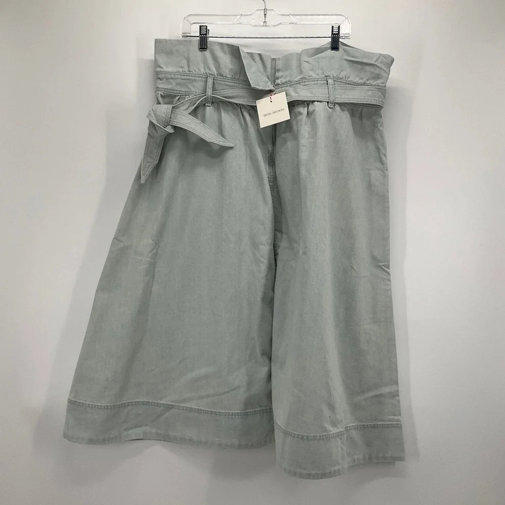 Rachel Antonoff Denim Maxi Skirt Sz 8 Foldover Tie Waist Y2K Pockets Cottagecore